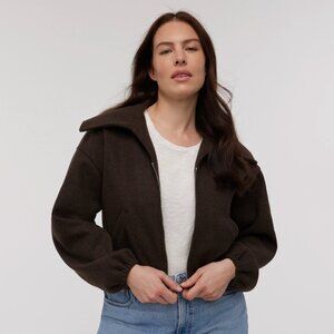 Madewell Front Zip Shawl Bomber – Warm Shale, Women’s Size M (fits M–L)